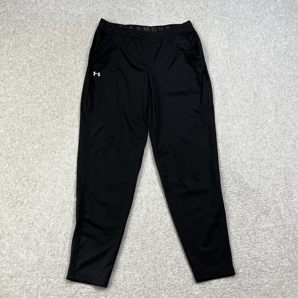 Under Armour Pants Sports Tapered Tights Womens Small Black Running Gym 1321758